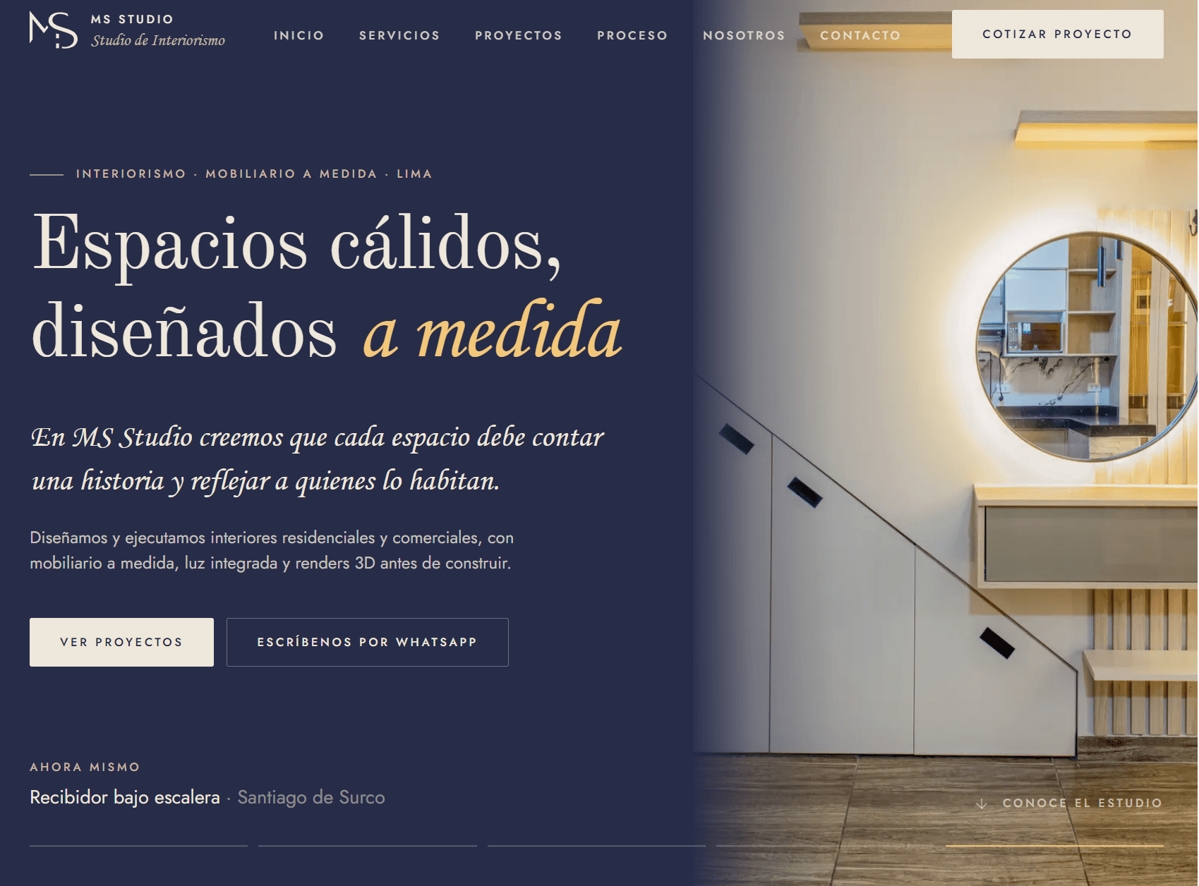 Captura del sitio web entregado a MS Studio